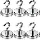 4 x Magnetic Hooks 10 Packs, 50Lbs Strong Magnetic Hooks, 10 Pcs Strong Locker Magnetic Hooks for Hanging