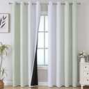 Estelar Textiler Sage Green and Greyish White Ombre Blackout Curtains 90 Inch Length 2 Panels Set, Thermal Insulated Drapes for Bedroom, Full Light Blocking Grommet Curtains for Living Room,52Wx90L, 4 pcs