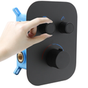 Matte Black 2-Way Thermostatic Shower Diverter Valve Kit - Solid Brass, Adjustable Flow, Temperature Control Mixer Valve - Perfect for Bathroom Renovation
