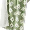 Lesure Waterproof Puppy Blanket for Small Dogs - Washable Double Sided Dog Blankets with Warm Jacquard Shag and Soft Sherpa Fleece, Pet Cat Blanket for Couch Protection, 3D Textured Cloud, Green (Flower Garden Green)