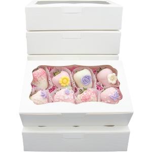 20pcs 8x5x2 Inch White Bakery Boxes Cookie Boxes with Window Treat Boxes Dessert boxes for Cookie,Pastry,Macaron,Donut,Muffins,Chocolate,Cupcake and Candy Gift Giving