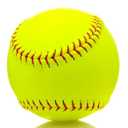 Rarapop Sports Fastpitch Softballs, Official Size and Weight Practice Softball, Unmarked & Leather Covered Training Ball for Games, Practice and Training(Yellow, 12 Inch)