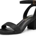 DREAM PAIRS Women's Open Toe Ankle Strap Low Block Chunky Heels Sandals Party Dress Pumps Shoes (Black), Size 11