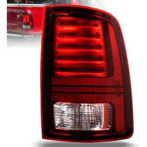 LED Tail Lights Compatible with 2013-2018 Ram 1500,2014-2018 Ram 2500/3500 Rear Taillight with Blub Brake Lamp Assembly Red Lens Black Interior Right Passenger Side Replace 68093080AB
