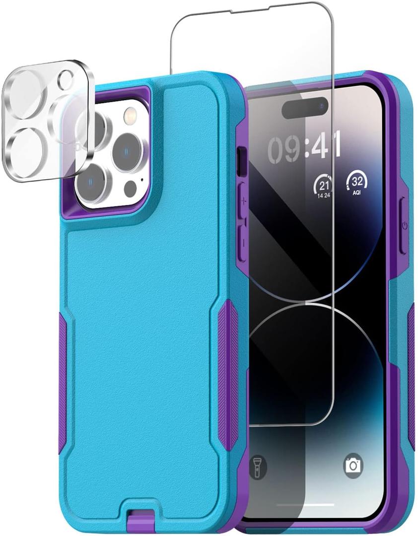 AICase for iPhone 14 Pro Max Case with Glass Screen Protector+Camera Lens,Heavy Duty Drop Protection Full Body Rugged Shockproof Military Protective Tough Durable Cover for iPhone 14 Pro Max 6.7"_12