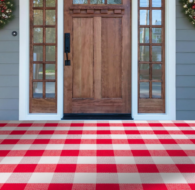 Buffalo Plaid Area Rug - 4 x 6 Ft, Black and White Checkered, Washable Cotton, Ideal for Front Porch, Kitchen, Entryway, Patio, Bathroom