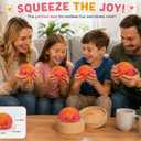 Tie Dye Orange Dumpling Toy with Steamer Case, Funny Squeeze Dough Stress Ball, Realistic Steamed Bun Squeezing Toy for Fidget Sensory Anxiety Relief Calming Travel Accessory Gift