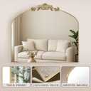 MISSDAY Vintage Retro Gold Baroque Mirror for Wall, 36"X30" Arched Antique Wall Mirror with Elegant Carving Top, Full Metal Frame Wall-Mounted Mirror for Bathroom, Living Room, Fireplace, Entryway