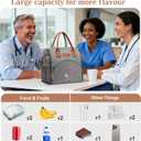 Nurse Gifts for Women - Embroidered Nurse Lunch Bag for Work, Large Capacity Wide-Open Lunch Box Insulated Reusable Lunch Tote Cooler Bag, Practical Nurse Accessories for Daily Use, Grey