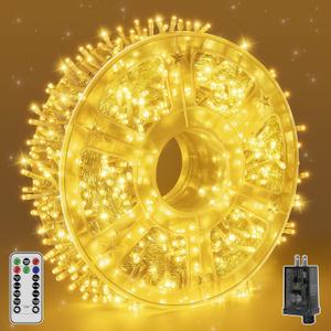 Outdoor String Lights 600LED 98FT, Waterproof String Lights with Remote and Timer, 8 Modes Dimmable Fairy Lights for Indoor Outdoor Wedding Party Holiday Decorations (Warm White)