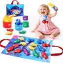 Toys for 1 Year Old Girl Boy, Montessori Baby Toys 12-18 Months, Cloth Fishing Game with Stacking Cups, 1 Year Old Girl Boy Gifts, Toddler Learning Toy 1 2 3 Year Old, 1st First Birthday Gifts