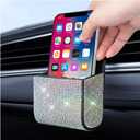 Car Vent Storage Organizer, Bling Car Accessories for Women or Man, Rhinestone Car Vent Leather Pocket, Multipurpose Car Storage/Car Sunglass Holder/Car Coin Holder for Car (Colorful)