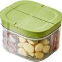 Seasoning Spice Containers with Flip-Top,Fresh-Keeping Storage Box with Silicone Sealing Rings,4-Compartment for Spices Dispenser,Condiment Organizer for Home Restaurant Camping Cooking BBQ (Green)