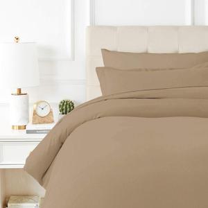 TEXAS LINEN CO. 100% Egyptian Cotton Duvet Cover Oversized King Size, 600 Thread Count 3 PC Duvet Cover, Extra Long Staple Cotton Quilt Cover, Soft, Breathable with Hidden Zipper Closure - Taupe