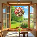 Hummingbird Suncatcher, 7.87" Stained Glass Window Hanging Panel, Sun Catchers Hand Painted Indoor Outdoor Home Wall Garden Decor, Gift for Bird Lovers