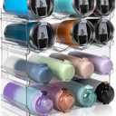 spospo Stackable Water Bottle Organizer, Large Compartment Water Bottle Holder, 4 Tier Clear Water Bottle Organizer for Cabinet, Bottle Rack for Kitchen Organization and Storage  Hold 16 Bottles