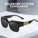 LVIOE Fit Over Glasses Sunglasses Women Men Polarized Oversized Square with UV400 Protection Shades (A01 Black Frame/ Grey Polarized Lenses)