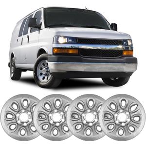 IMP-64X-17, IMP-64X 17" 6 Lug Chrome Wheel Skins Rim Simulators Hubcaps Covers Compatible with 2005-2015 Chevy Silverado 1500/Avalanche/Suburban/Tahoe/Express 1500 Series Van 