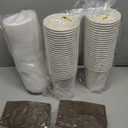 GUSTO [50 Sets - 12 oz. Disposable White Coffee Cups with White Lids, Sleeves - To Go Paper Hot Cups (Formerly Comfy Package)