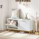 HOOBRO Shoe Bench with Storage, Shoe Storage Bench with 2 Flip Drawers, 39.4"L x 11.8"W x 18.9"H