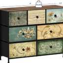 Tohomeor Dresser with Drawers for Bedroom Chest of Drawers Fabric Dresser for Closet,Nursery Entryway Hall Tree TV Stand for Living Room Retro Floral Pattern Drawers Wooden Top (7 Drawers), 11.8"D x 39"W x 31.3"H