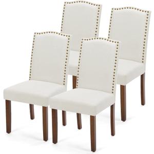 DUMOS Dining Chairs Set of 4, Modern Kitchen Table Chairs with Wooden Legs and Padded Seat for Dining Room/Kitchen/Living Room/Restaurant, Beige