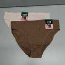 Maidenform Women's M Underwear, Seamless Hi-Cut Bikini Panties, High-Leg Underwear for Women, 2-Pack (Large, Evening Blush/Bronzed Chestnut)