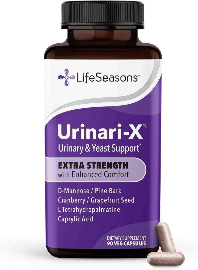 Urinari-X Extra Strength with Enhanced Comfort - Urinary Tract Support - Fast UTI Relief - Vitamin Supplement for Bladder Function - D-Mannose, Cranberry, Pinebark, Uva Ursi & Grapefruit - 90 Capsules BB 01/2029