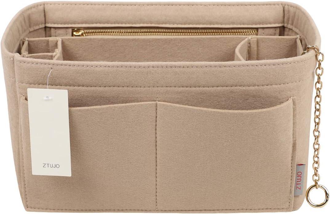 Purse Organizer Insert, Felt Purse Organizer with Zipper and Sewn Bottom Insert, Fit Speedy Neverfull Graceful,6 Sizes