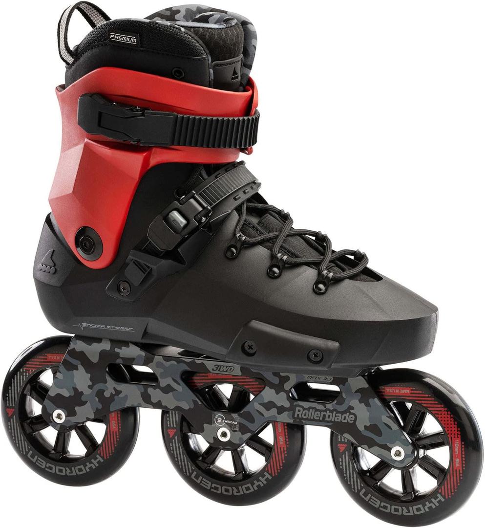 Rollerblade Twister 110 Unisex Adult Fitness Inline Skate, Black/Red, Urban Performance Inline Skates (8/8.5)
