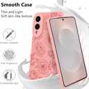for Samsung Galaxy S25 Edge case Silicone Pink Floral Rose Cute Pattern CaseCamera Protection Soft Slim Phone Case for Girls Women - Pink