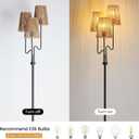 Boho Floor Lamp, 68in. Rattan Floor Lamps with Rattan Shade,3 Light Tree Standing Lamp for Bedroom,Nursery,E26 Socket, Living Room Floor Lamp for Rustic,Coastal, Beach or Bohemian Decor (Black)