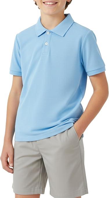 PATPAT PATAT Boys Summer Clothes Size 5-6 Years, Blue Polo Shirts and Grey Shorts with Pockets 2 Piece Outfits Dressy Outfits Boys Short Sets