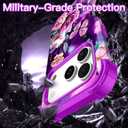 LONTECT for iPhone 17 Pro Case Shockproof 3 in 1 Heavy Duty Rugged Hybrid Sturdy High Impact Drop Protective Cover Flower Case for Apple iPhone 17 Pro 2025, Glow in The Dark Aubergine