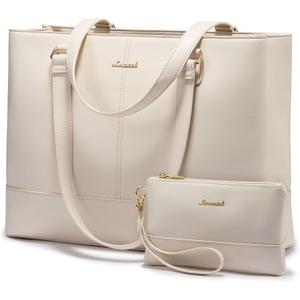 LOVEVOOK Laptop Tote Bag for Women 15.6 Inch Work Bag Leather Laptop Purse with Clutch, Large Computer Briefcase Bag for Office Business Teacher Casual