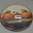 XNXLDYLH Vintage Fall Pumpkin Bird Round Framed Wall Art Decor, Cottagecore Harvest Antique Hanging Wall Decor Decorations, Rustic Fall Autumn Canvas Prints Wall Art Paintings for Living Room, 10x10In