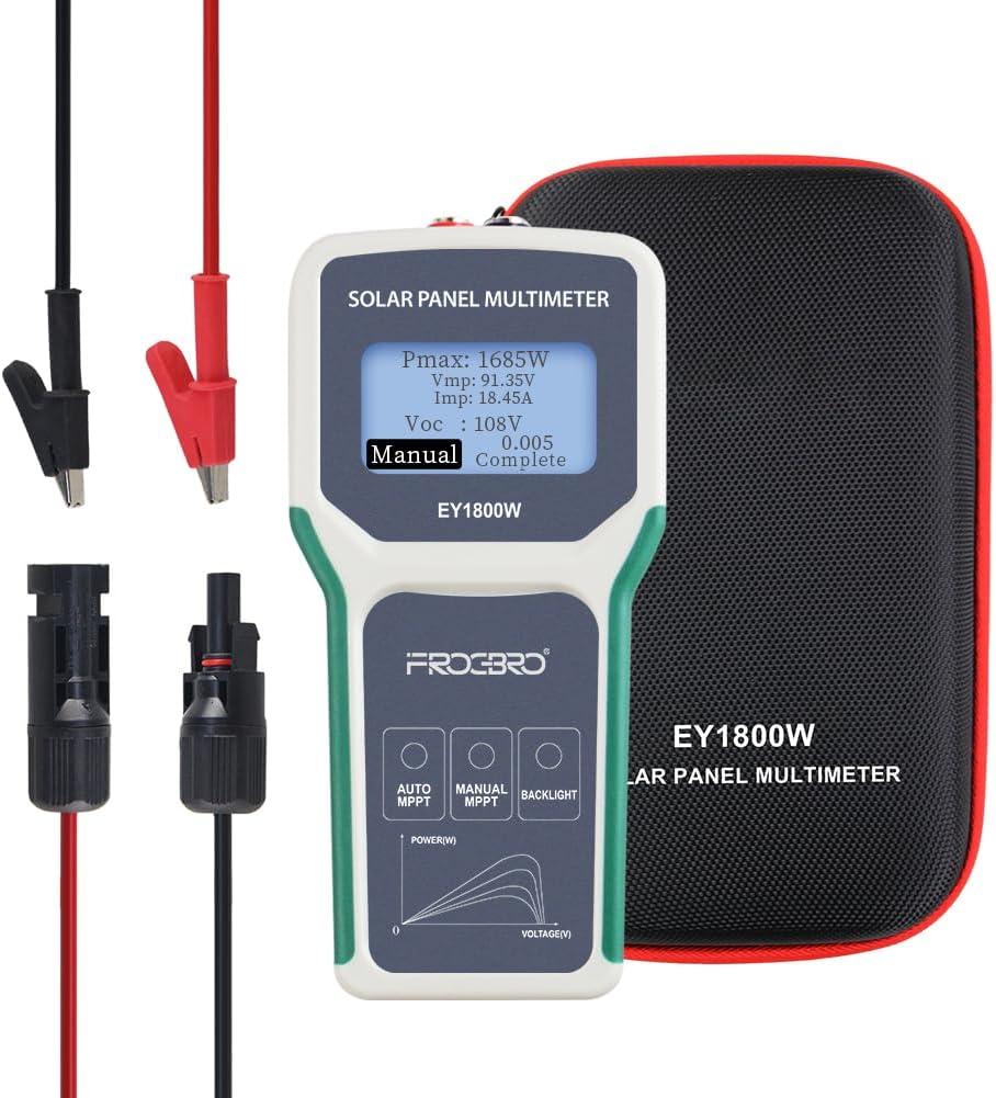 1800W Solar Panel Tester Photovoltaic Multimeter, Troubleshooting Tool with Smart MPPT Display, Upgraded Measuring Range (5~1800W, 20~120V, 0~60A) for Solar PV Panel Testing and Data Analysis