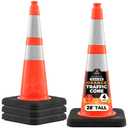 Xpose Safety 28 Inch Orange Slim Line Traffic Cones
Heavy Duty 10lb with 6" & 4" Collars, 4 Pack Multipurpose PVC Plastic Safety Cone for Parking, Soccer, Caution, Kids