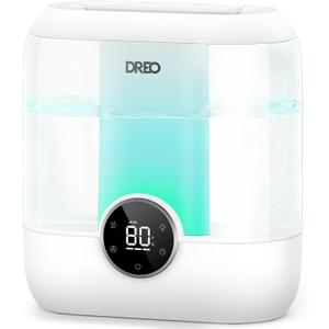Dreo 6L Top Fill Humidifiers for Bedroom, 60H Runtime, 28 dB Quiet Supersized Cool Mist Humidifiers for Large Room, Air Humidifier for Home, Baby, Plant, Indoor, Night Light, Ultrasonic (White)