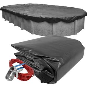 Robelle 15 x 30 ft Ultimate Charcoal Winter Oval Pool Cover for Above Ground Pools, 4 ft Overlap (19 x 34 ft Cover Size), Solid 14 x 14 Scrim, 5.2 oz/yd2,  Style: 511530-4A