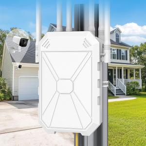 Outdoor WiFi Extender AC1200, Long Range Outdoor WiFi Booster, Outdoor WiFi Access Point, IP67 Weatherproof, Repeater/AP/Router Mode, with PoE, WPA3 Security, for Patio, Starlink, Yard, Farm