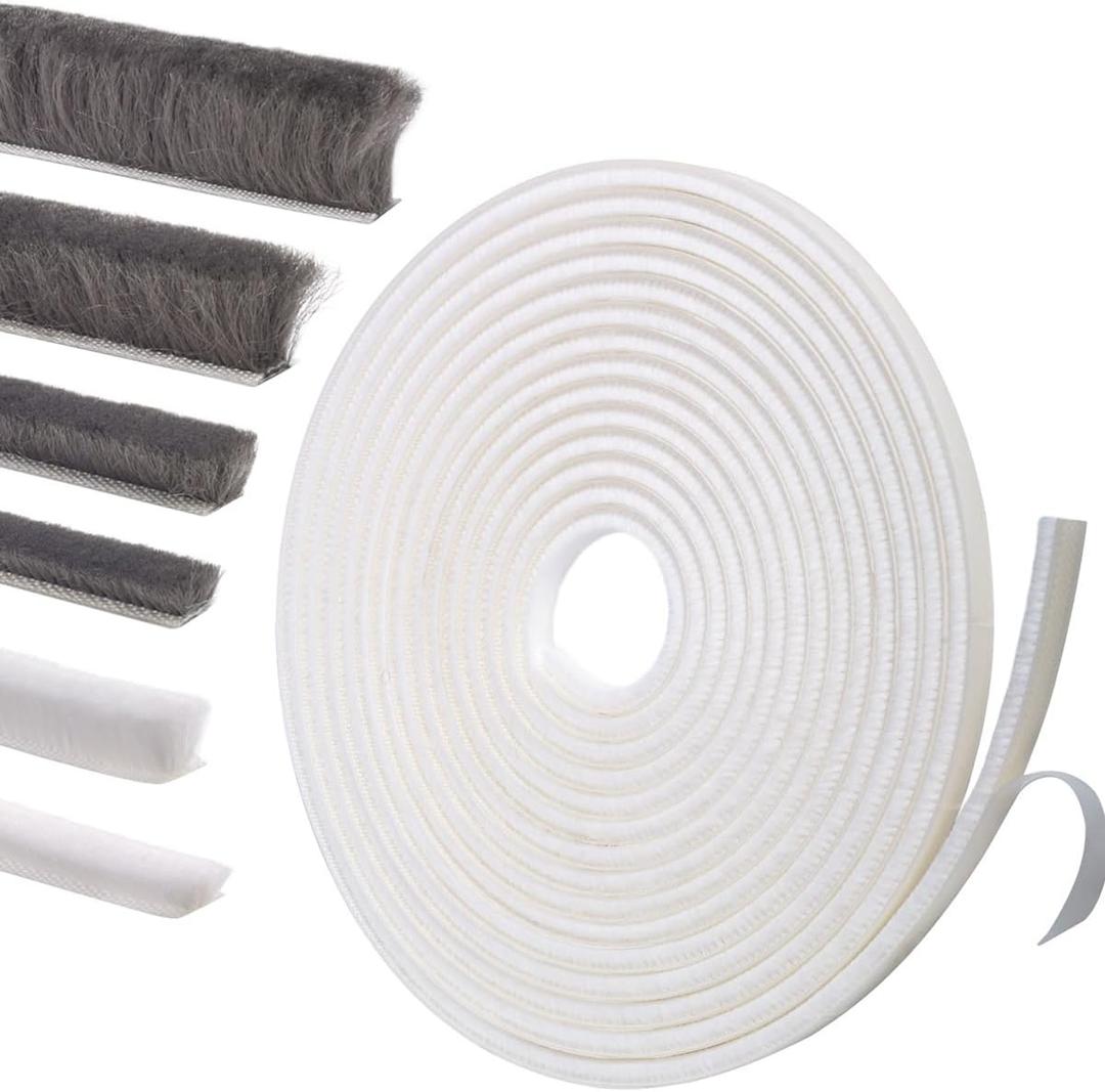 Self-Adhesive Weather Stripping Seal for Doors & Windows  Soundproof Insulation Gap Filler for Sliding, Exterior, Front, and Jamb Frames  0.2" x 0.35" x 16.5 ft, White