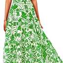 2 x BTFBM Summer Dresses for Women 2026 Spring Outfits Beach Vacation Short Sleeve Smocked Boho Casual Floral Maxi Dress (Green, L)