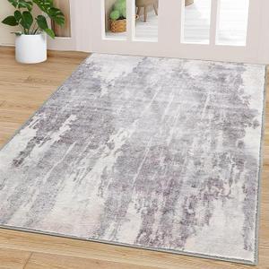 Cristgee Door Mat, Front Indoor Door Mat Faux Wool Non-Slip Entryway Rug Absorbent Abstract Throw Rug for Indoor Entrance Hallway Laundry Room, 6'X4', Gray Washable 