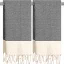 cabanana Hand Towels for Bathroom - 2-Pack, 16x40 Inch-100% Cotton, Turkish Bathroom Hand Towels, Super Absorbent & Quick-Dry Soft for Bath, Kitchen, Spa, Face, Hair, Dishcloth (Quarry)