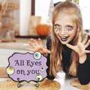 2 x Halloween Spooky Wooden Decoration & Gift -All Eyes On You Sign With 2 DIY Stickable Wood Decor & A Metal Support-Horror Wooden Home Bar Decoration-Halloween Party Welcome Decor-A07