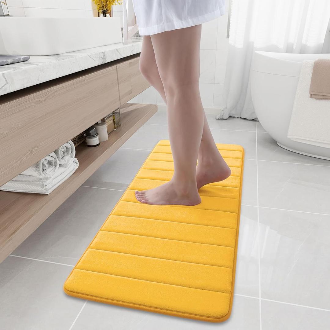 Buganda Memory Foam Bath Mat, 47" x 17", Ultra Soft and Non-Slip Bathroom Rugs, Water Absorbent and Machine Washable Bath Rug Runner for Bathroom, Shower, and Tub, Yellow Buganda Memory Foam Bath Mat, 47" x 17", Ultra Soft and Non-Slip Bathroom Rugs, Water Absorbent and Machine Washable Bath Rug Runner for Bathroom, Shower, and Tub, Yellow