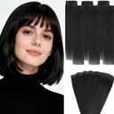 Clip in Hair Extensions Real Human Hair, 10 Inch Short Invisible Remy Human hair Clip in Extensions for Women Seamless Straight 6 Pcs Per Set with Double Weft (Natural Black, 10 Inch)