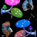Uniclife Betta Mushroom Hammock Soft Aquarium Rest Bed Fish Breeding Playing Pad with Suction Cup Silicone Ornament Decoration Colorful Lifelike Decor for Fish Tank Landscape, 2 Pack (Pink&Blue)