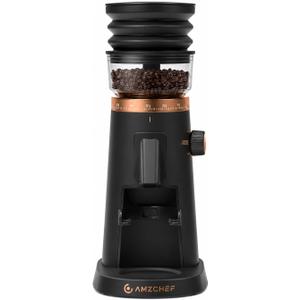 AMZCHEF 75-Setting Single Dose Coffee Grinder, 40mm Burr, <0.2g Retention | 40mm Burr, <0.2g Retention, 5-60s Timer, Magnetic Outlet, Vacuum Storage Cup, LED Light, Espresso, Pour-Over & French Press
